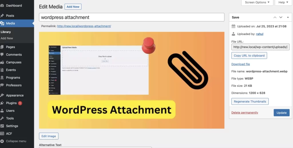 wordpress attachment pages