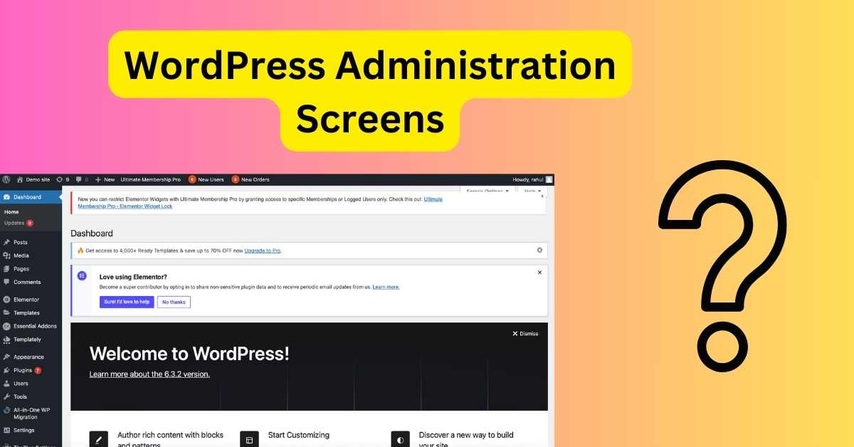 what is WordPress administration screens